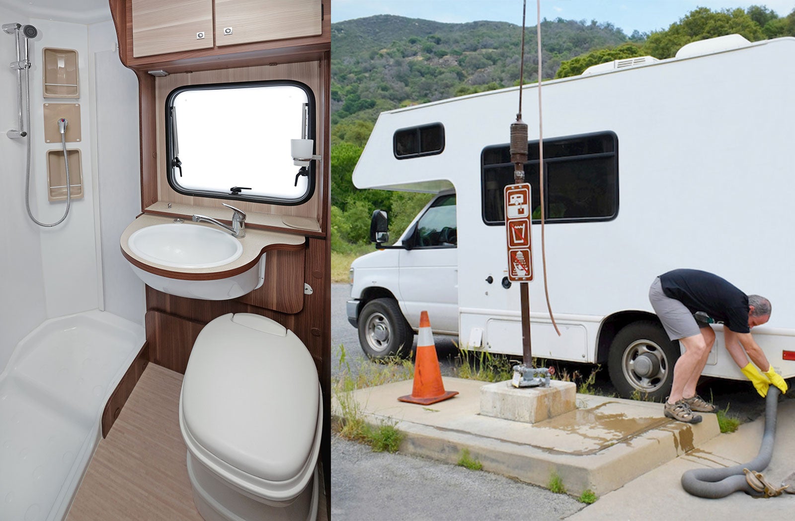 Portable RV/camper toilet and holding tank setup in Winchester, Tennessee