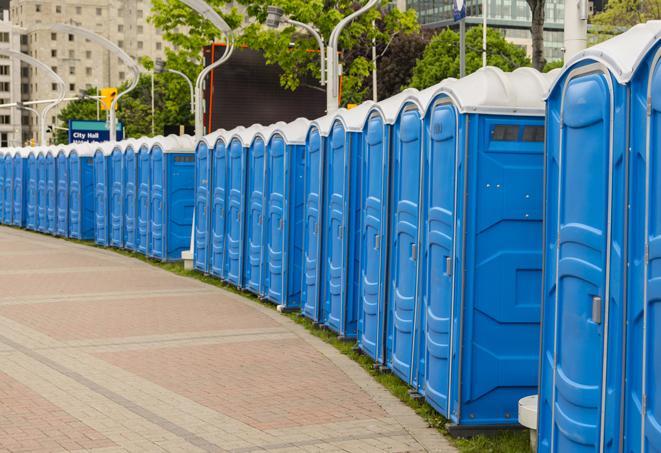 Seasonal porta potty units set up at a Winchester, Tennessee venue