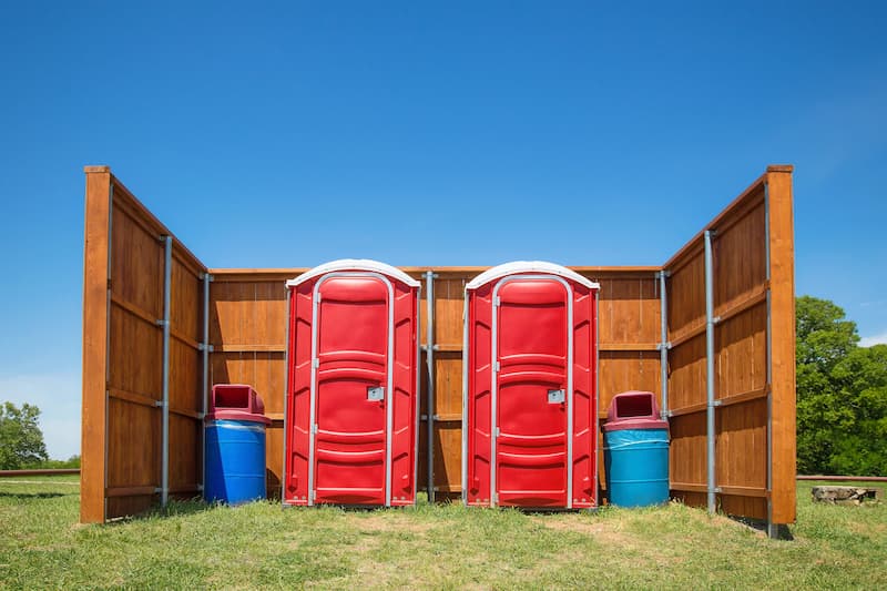 Short-term porta potty units staged for delivery in Winchester, Tennessee